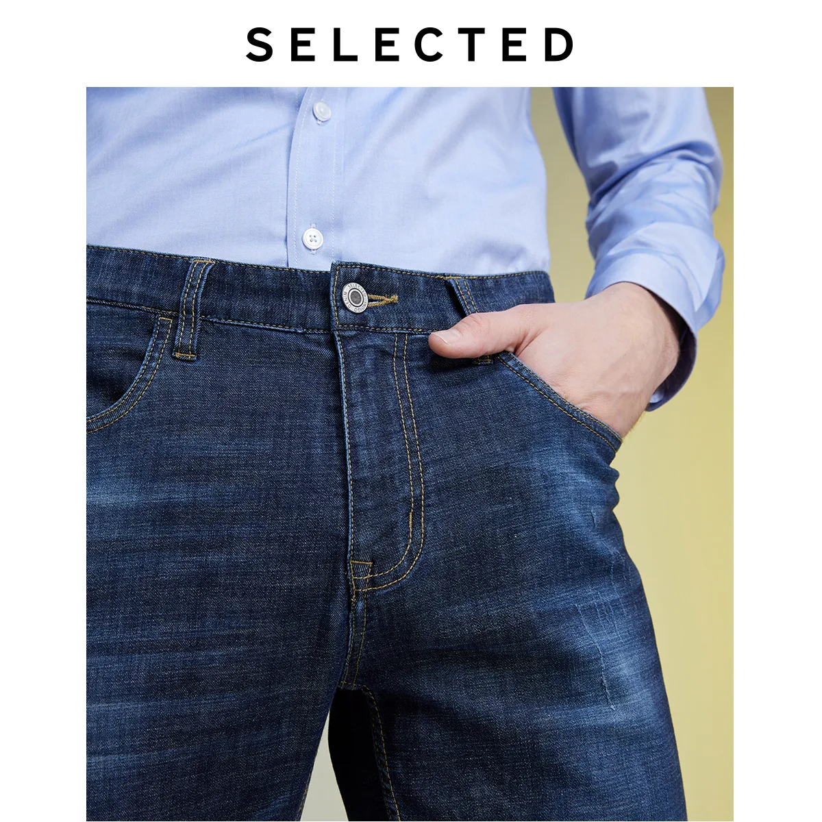 Отборные мужские осенние легкие Стрейчевые джинсовые брюки, зауженные джинсы с потертостями R | 419332538