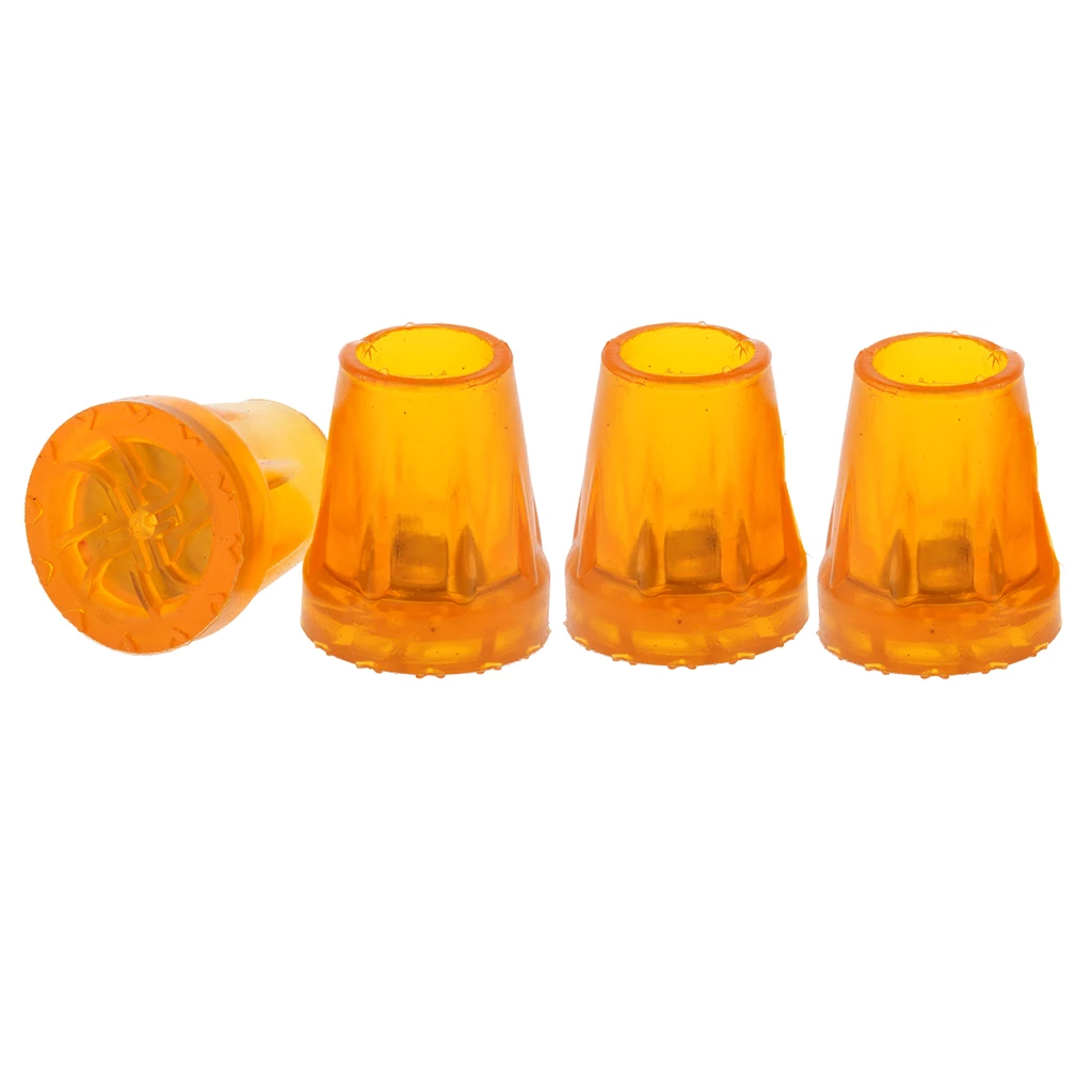 Pack of 4 Professional Anti Slip End Crutch Cane Rubber Leg Feet Tips Walking Stick Crutch Cane Replacement - Orange, Dia 1 inch