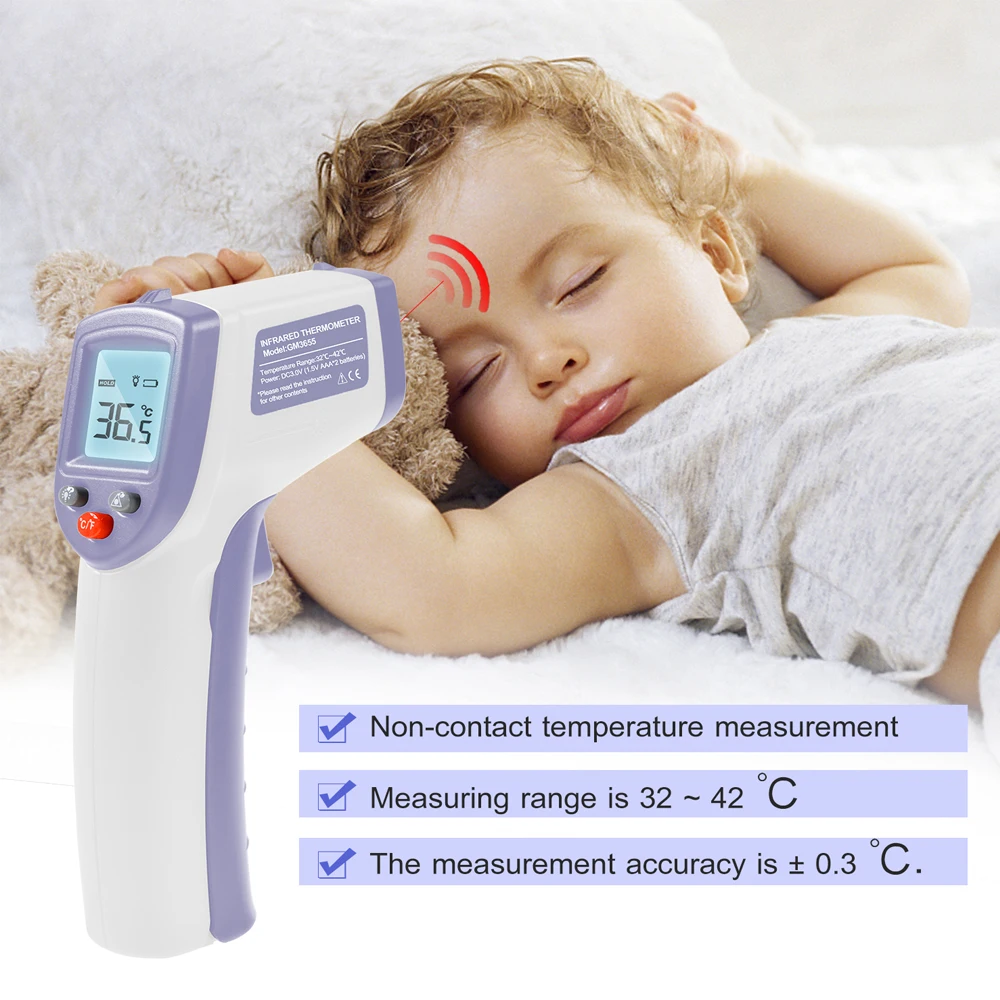 

Non-contact Forehead Infrared Thermometer Digital gun IR Temperature Measurement LCD Meter Mini Portable Body adult ear Tester