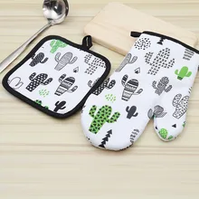 2 шт изоляционный коврик кактус перчатки термостойкие барбекю приготовления пищи выпечки кухонные прихватки для духовки подушка коврик