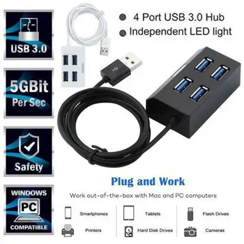 

High Speed Mini Portable 4-Port USB Hub HUB Expansion Splitter Power Adapter Switch For PC Port Expander Multiple USB
