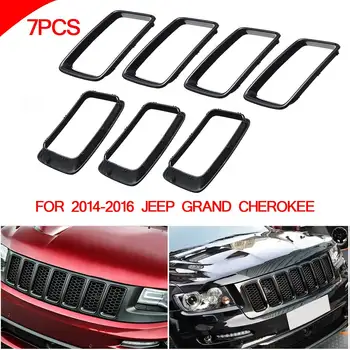 

7Pcs Front Grille Vent Hole Trim Ring Insert BLK For Jeep for Grand for Cherokee 2014-2016 Auto Replacement Parts