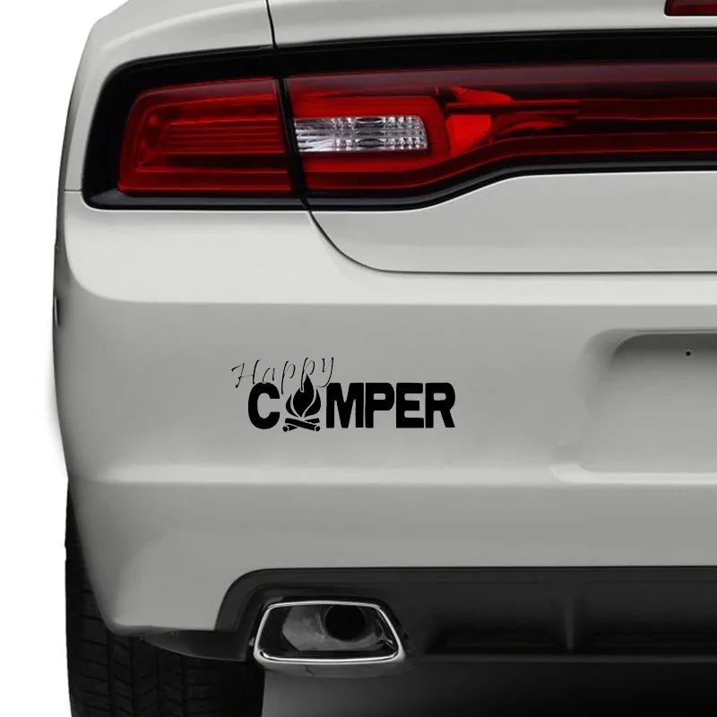 20X6.9CM HAPPY CAMPER огонь лагерь на открытом воздухе бампер Стикеры Автомобильная