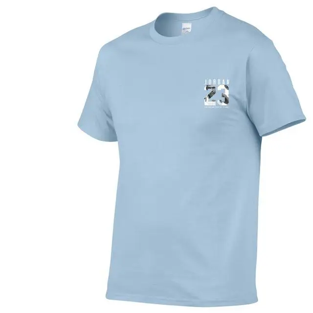 Новая брендовая одежда Jordan 23 Мужская футболка Swag Хлопковая мужская футболка с принтом Homme fitness Camisetas хип-хоп Футболка - Цвет: Light blue 77