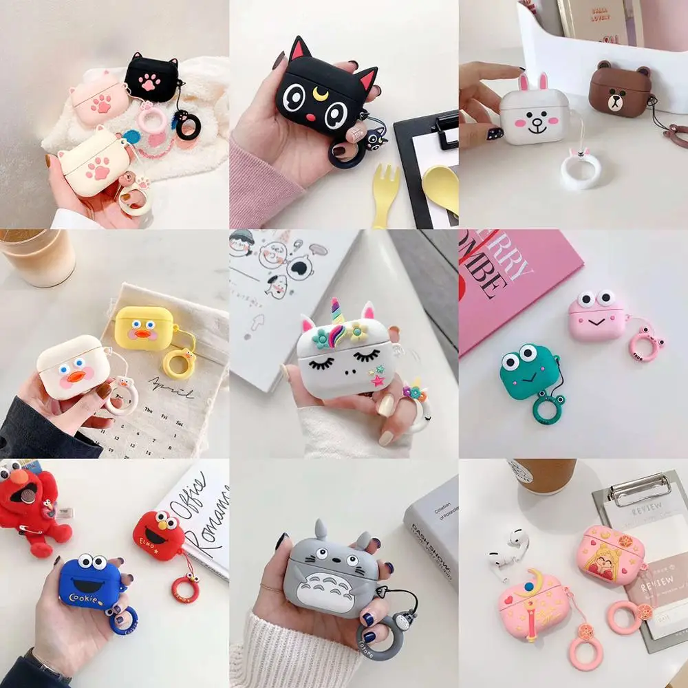 For AirPods Pro Case 3D Cartoon Silicone Case Cover For AirPods Pro Protective Earphone