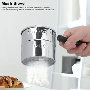 

Household Single Layer Handheld Flour Powder Sifter Fine Mesh Sieve Kitchen Bakeware Supplies for Flour Icing Sugar Mesh Sieve