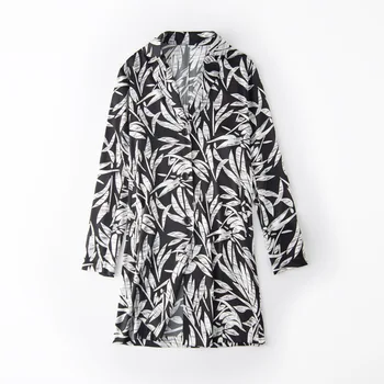 

Silk Coat Female 2020 Spring New Digital Printing Coat Silk Long Slim Long-Sleeved Top Korean Style