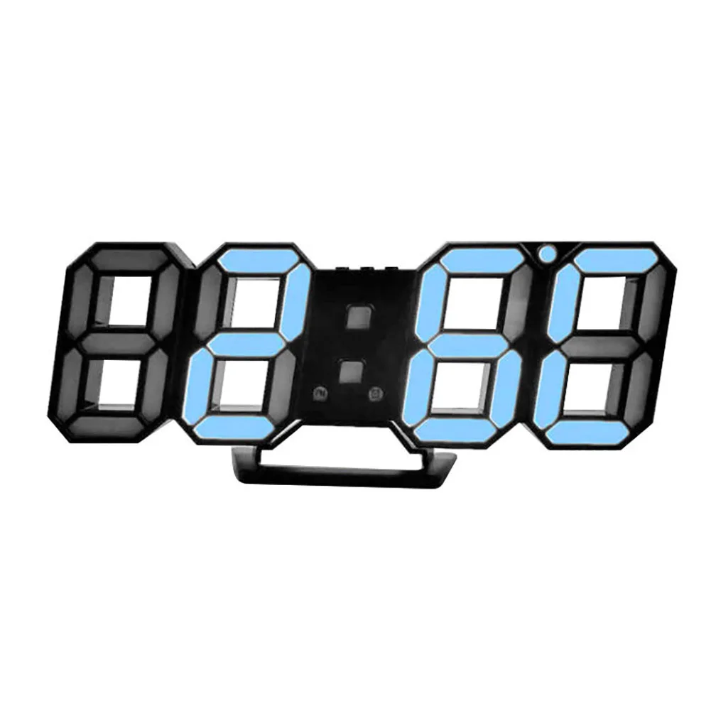 NICE 3D LED Wall Modern Digital Table Desktop Alarm Clock USB Living Room Timepiece