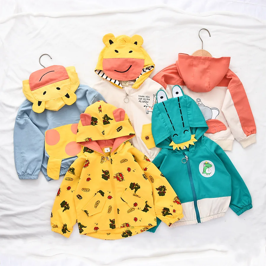 Toddler Clothes Boys Jackets Children Hooded Zipper Windbreaker Baby Fashion Cartoon Coat Infant Hoodies For Girls