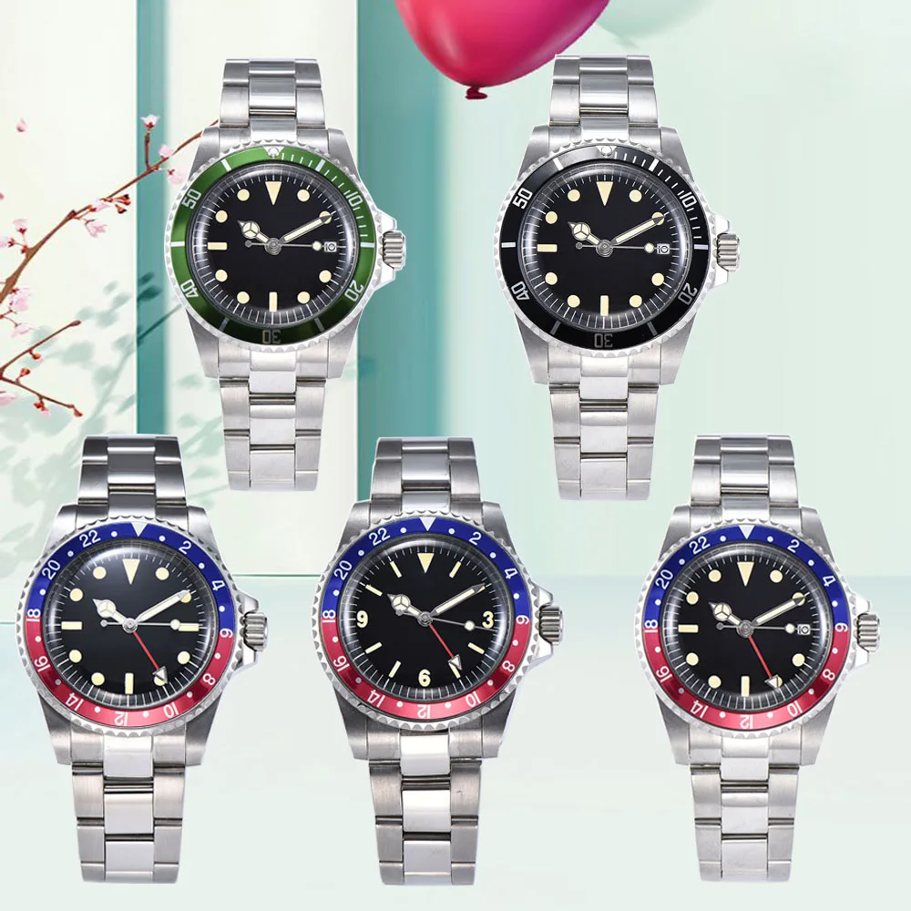 39 5 мм Ретро GMT часы Для мужчин автоматические механические мульти Цвет