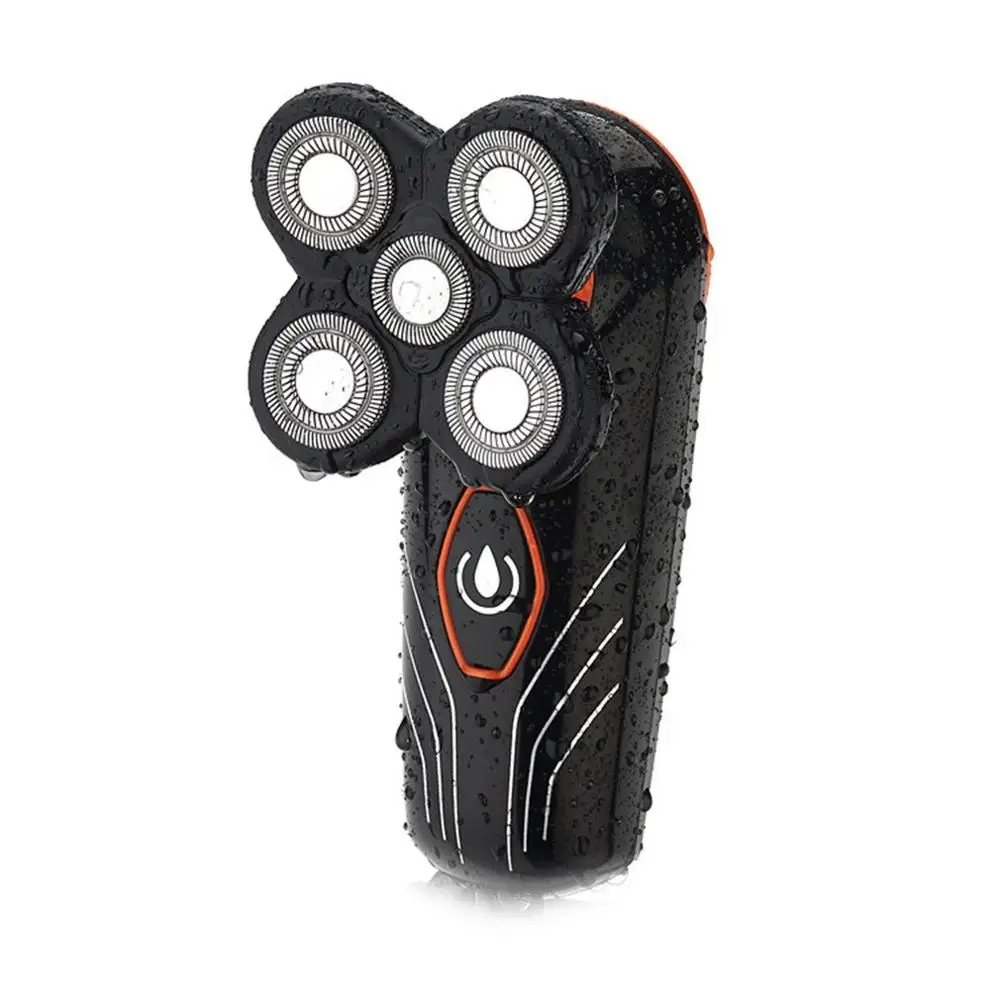 black Перезаряжаемая водостойкая бритвенная Бритва для самостоятельного ухода с 5 головками Водонепроницаемая плавающая бритвенный станок мужская электробритва - Цвет: black