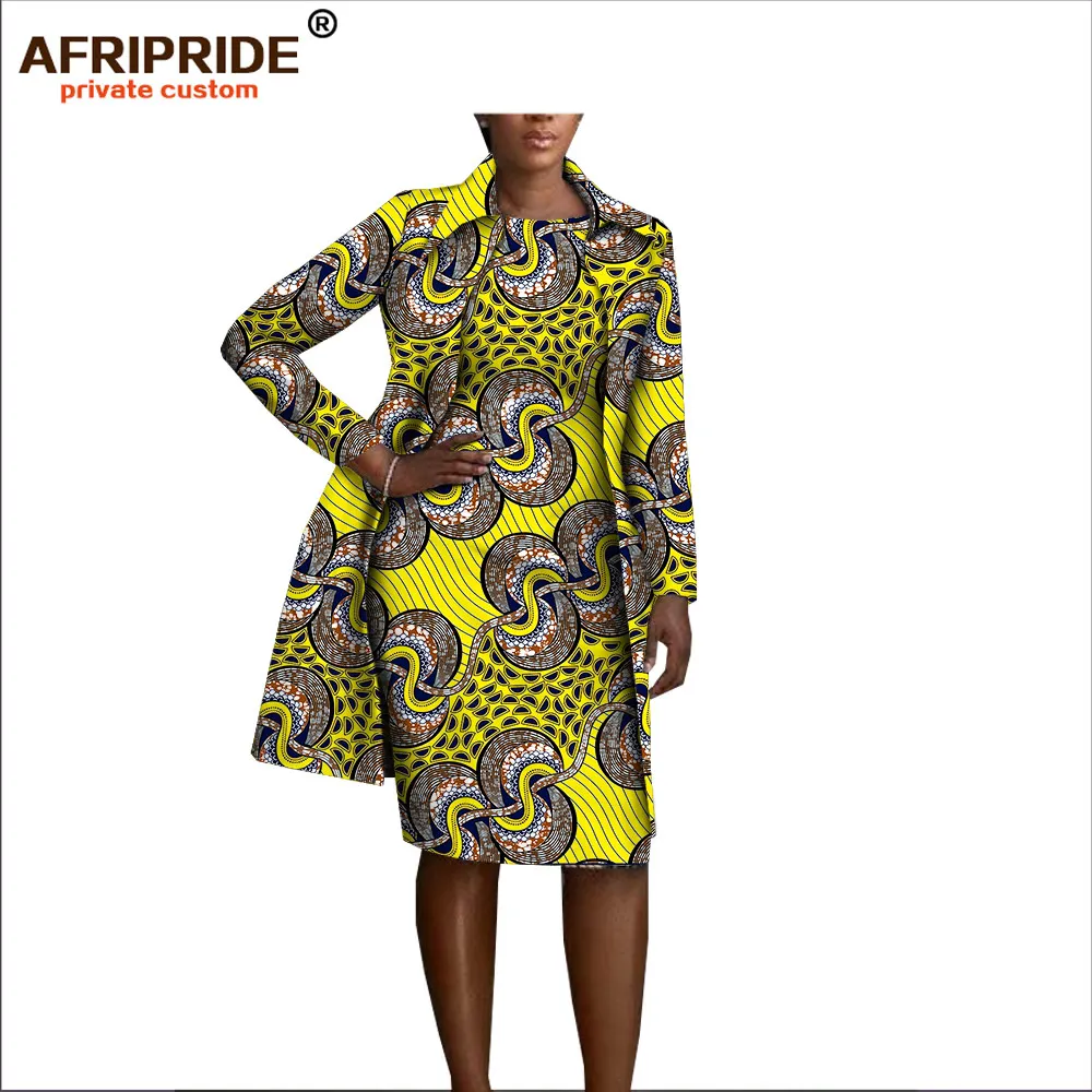 Afripride африканская одежда комплект из 2 предметов для женщин полный рукав до колена куртка+ без рукавов до колена платье комплект A1826029 - Цвет: 581J