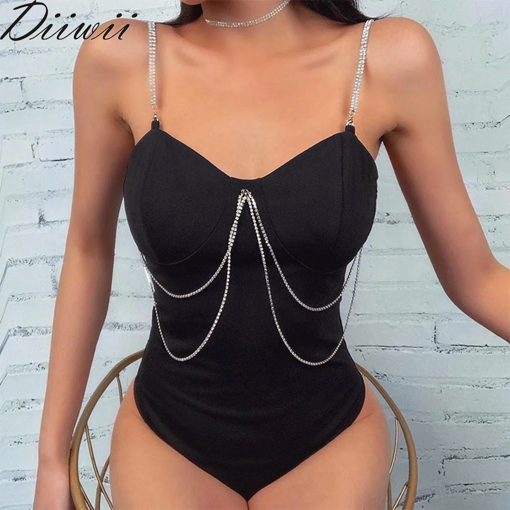 

DiiWii Bright Diamond Shoulder Jumpsuit Ladies With Sexy Halter Top