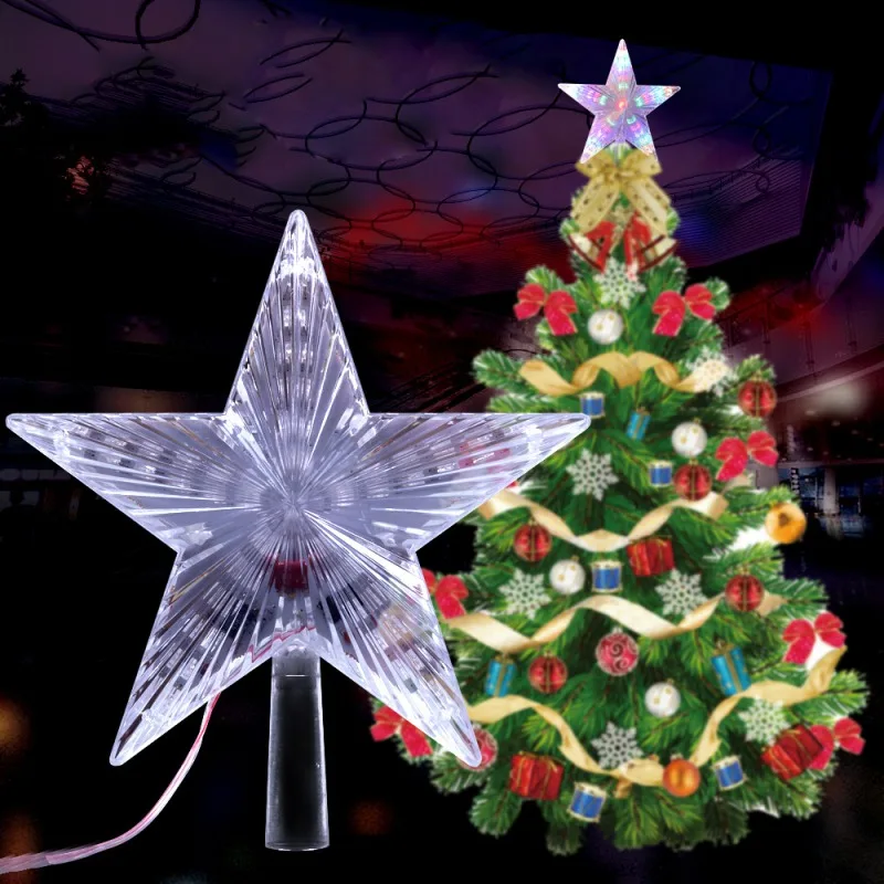 Светодиодный макушка для новогодней елки звезда Рождественская елка украшение в виде звезды Estrelinhas Adornos De Navidad Eve украшения