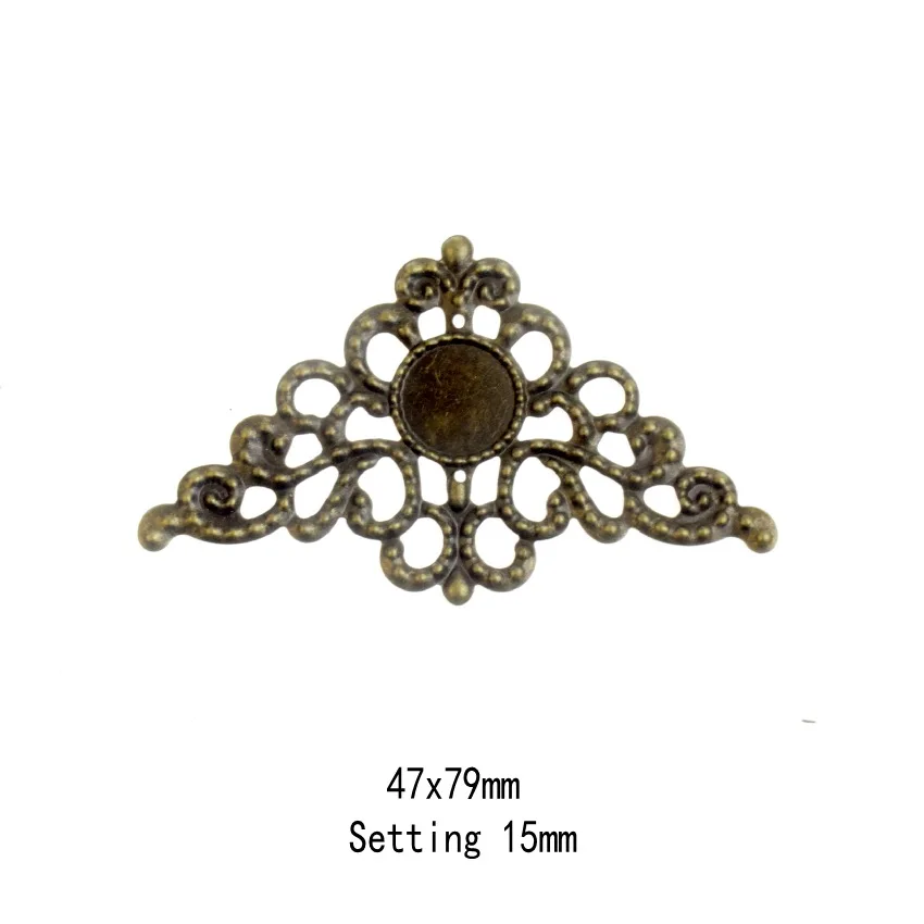 

Free shipping 5Pcs Antique Bronze Filigree Cabochon Setting Embellishments Connectors Decoration DIY 7.9x4.6cm F0426