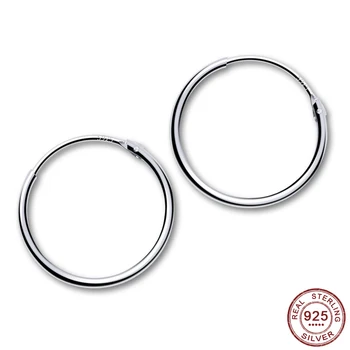 

Genuine 925 Sterling Silve Geometric Round Hoop Earrings For Fashion Women Party Minimalist Fine Jewelry 2020 Accessories