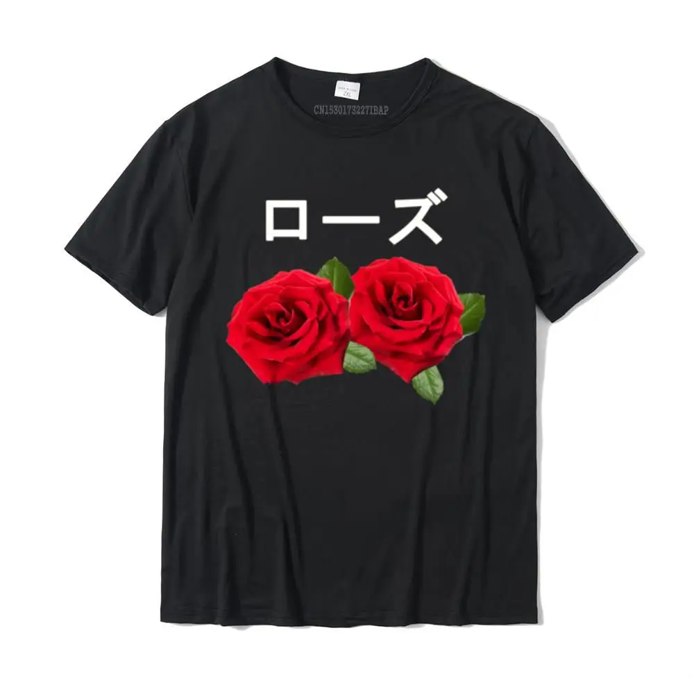 Gift Classic Short Sleeve Tops & Tees Summer Fall Crew Neck 100% Cotton Men's T-Shirt Classic T-shirts Brand New Vaporwave Rose with Japanese text Long Sleeve T-shirt Gift__MZ23652 black