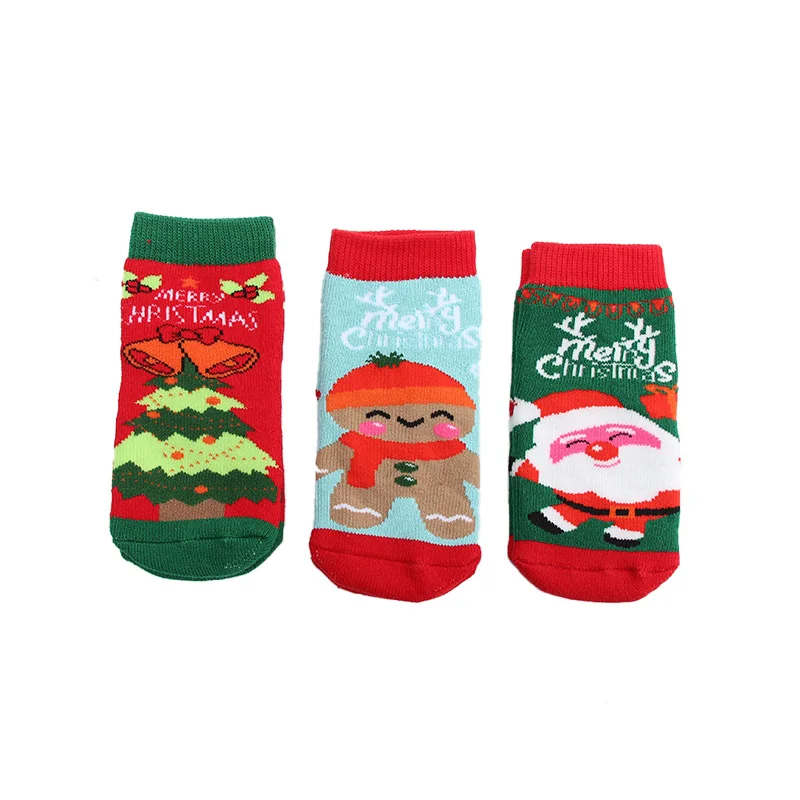 Новинка; сезон осень-зима; рождественские тематические носки для малышей; милые хлопковые носки с героями мультфильмов для новорожденных; теплые носки унисекс для малышей; 3 пары