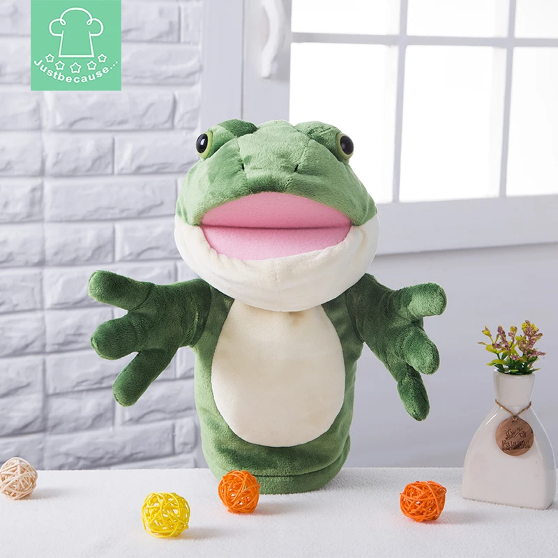 Kawaii Frog Hand Puppet Plush Comforting Toy Kindergarten Parent Child Interaction Performance Small Animal Doll Mouth Moving Ba