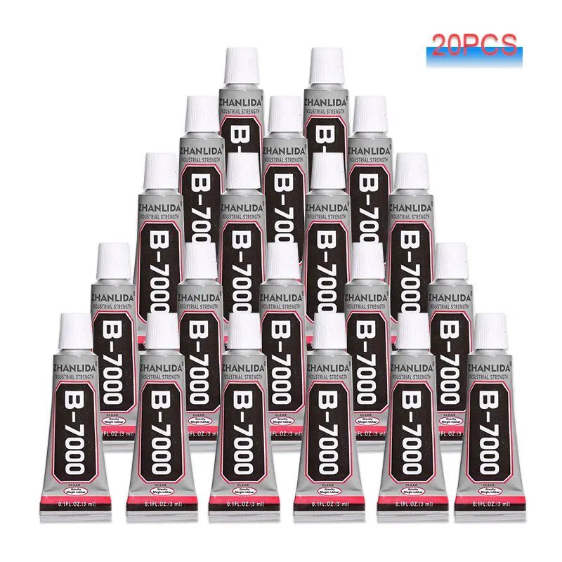 

20Pcs 3ML B7000 Glue Adhesive B-7000 Super Epoxy Resin Multi Purpose Leather Fabric Plastic Phone Touch Screen Rhinestone Pearl