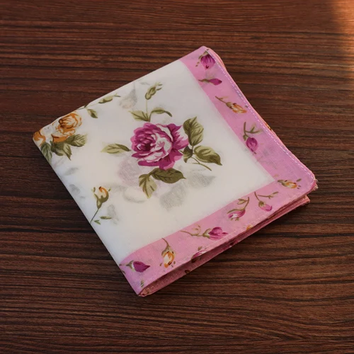 12 Handkerchiefs Women Cotton High Quality Soft Funny Printed Plaid Various Color Casual Ladies Pocket Square Elegant Chic Trendy - Цвет: 12