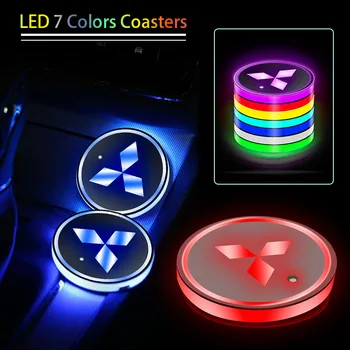 

Car Logo Electronic Luminous Coaster USB Charge Auto Pad LED Mat for Mitsubishis ASX Lancer Pajero Outlander L200 EVO Lancer EX