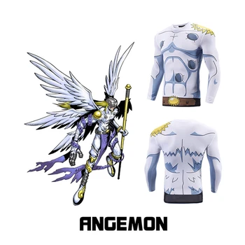 

Fitness clothing spring new men's stretch T-shirt Digital Monster Angemon 3D printed tights cosplay anime costume