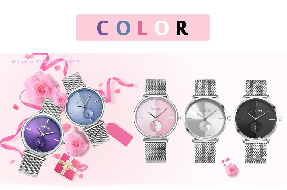 Chenxi Moda Azul Relógio Feminino Malha Banda Quartzo Relógios de Pulso Senhoras Pequenos Segundos Relógio Feminino Presente Aço Inoxidável - Image 2