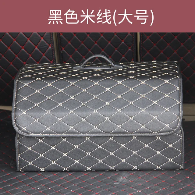 Ящик для хранения в багажник автомобиля сумка-Органайзер Складная из искусственной кожи авто сумка для инструментов Прочная Складная сумка для хранения багажника - Название цвета: black mi