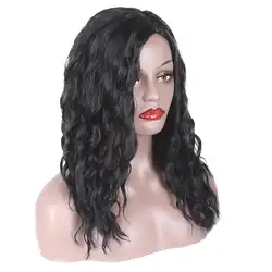 Черный парик для женщин длинные вьющиеся модные парики термостойкие синтетические волосы
