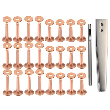 

Promotion! Red Copper Rivet and Burr with Burr Setter Copper Rivet Fastener Install Setting Tool and Hole Punch Cutter