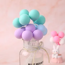 5pcs Ultralight Clay Cake Decoration Macaron Small Balloons Happy Birthday Cake Toppers Unicorn Party Dessert Birthday Decor