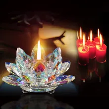 Хрустальный Лотос подсвечники разноцветные стеклянные цветочные свечи чай буддийский подсвечник Kaarsenhouder подсвечник Декор фэн-шуй