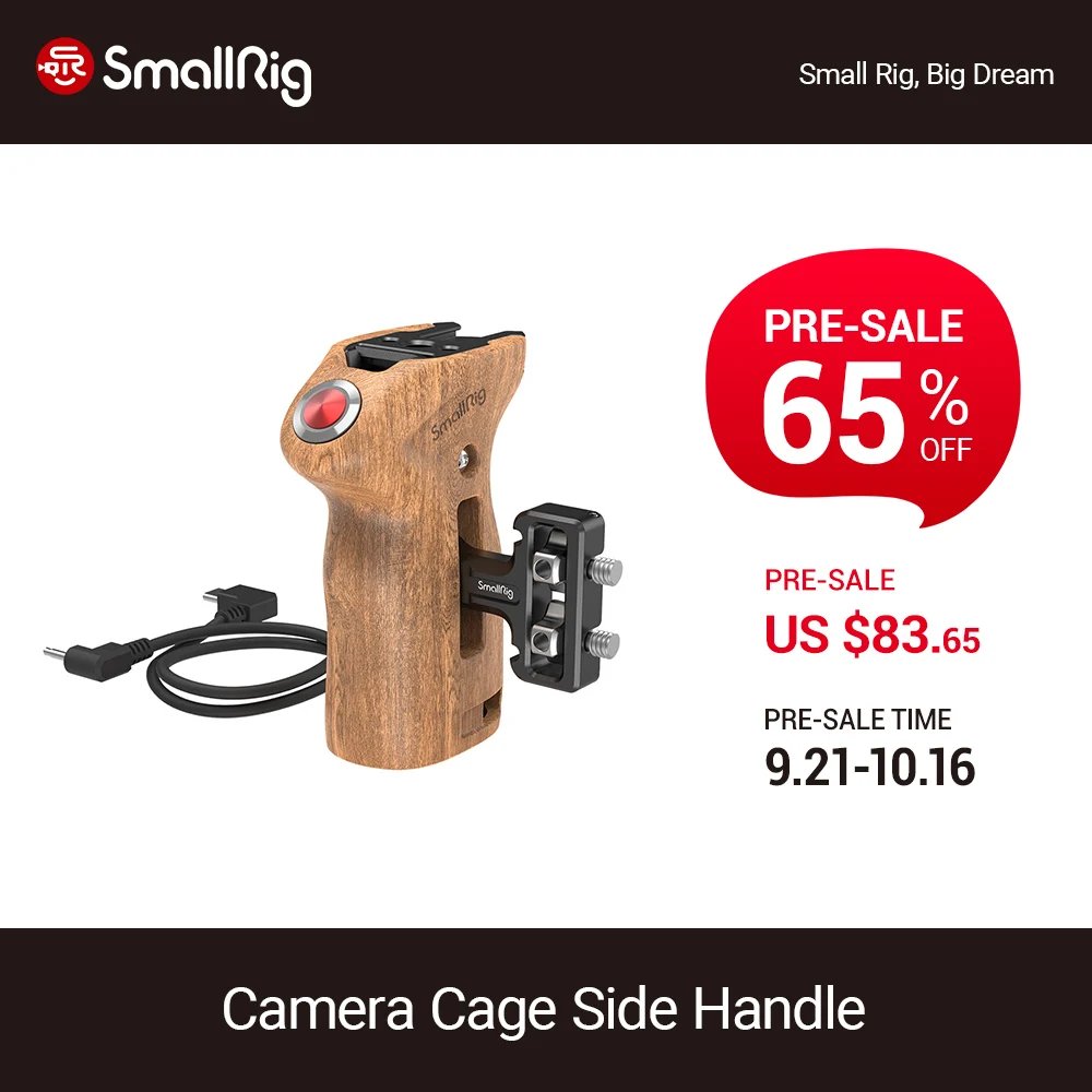 SmallRig Camera Cage Side Handle For Panasonic Mirrorless Cameras Featuring 1/4