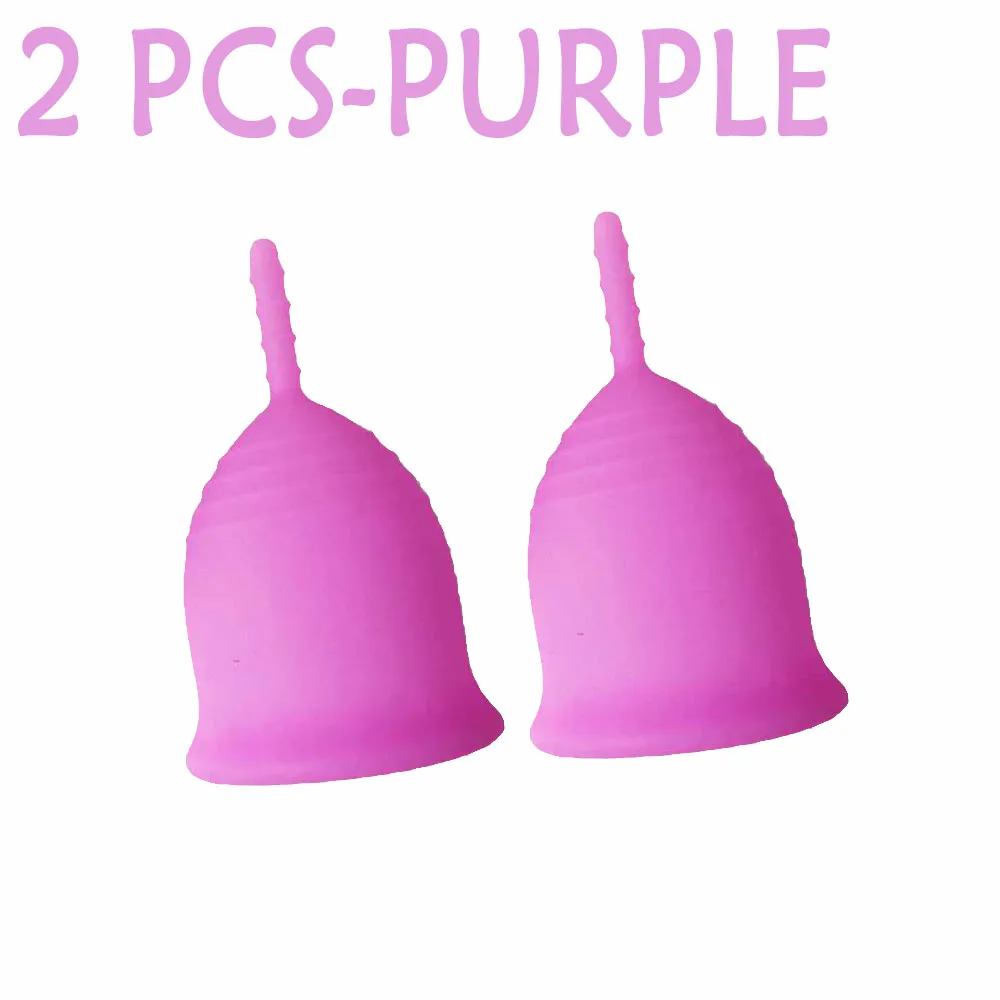 Purple-2pcs Стиль медицинский класс силиконовые гигиенические менструальные чашки женские менструальные чашки Mestrual Coupe menstrumell S+ L скидка - Цвет: Purple-2pcs