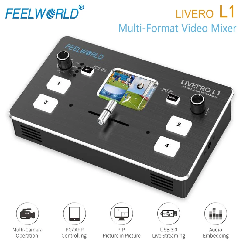 FEELWORLD LIVEPRO L1 Video Switcher Mixer 4 Multi