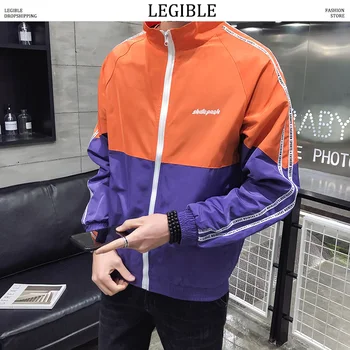 

LEGIBLE 2020 Hip Hop Autumn Jackets Men Windbreaker Patchwork Spring Loose Casual Jacket Male Coats Zipper Tracksuit Streetwear