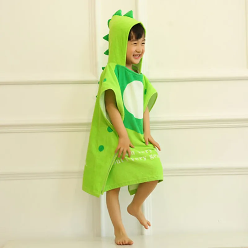 Children's Bath Towel Cloak Cotton Cartoon Hooded Baby Summer Beach Cloak Absorbent Soft Skin-friendly Towel Material Bathrobe