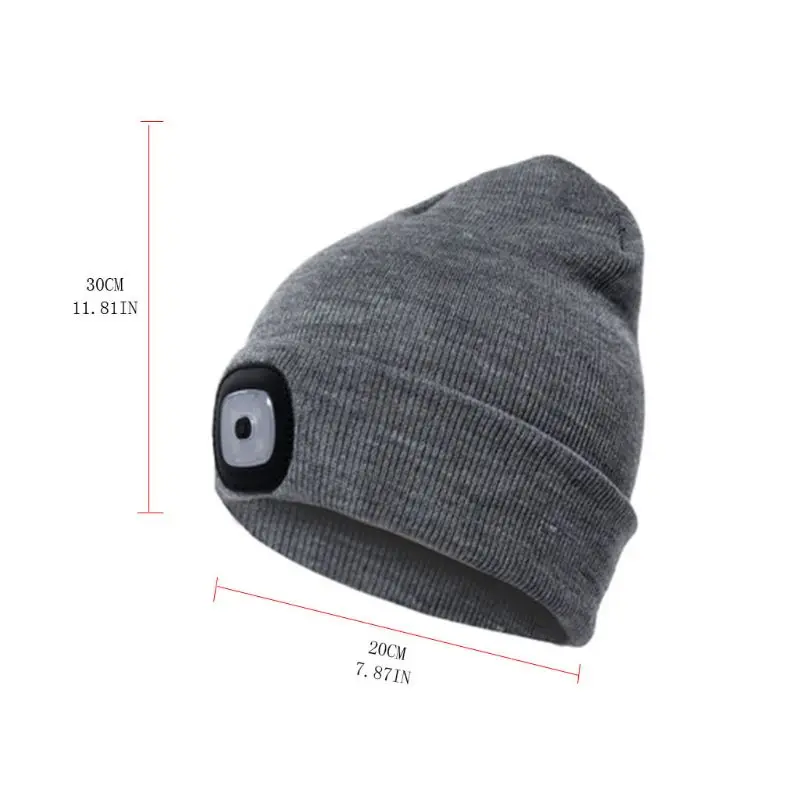 Night Fishing LED Beanie Hat Collapsible with Light USB Rechargeable Light Up