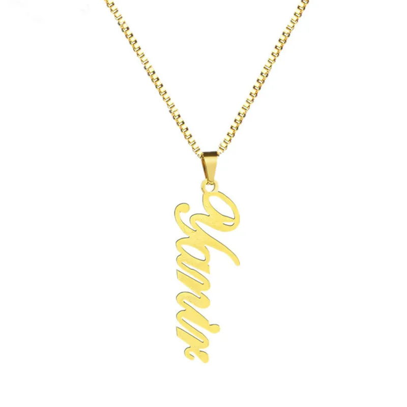 BFF персонализированные имя длинное ожерелье для женщин и мужчин шкатулка цепочка на заказ табличка Колье Золото кеттинг Старый английский стиль