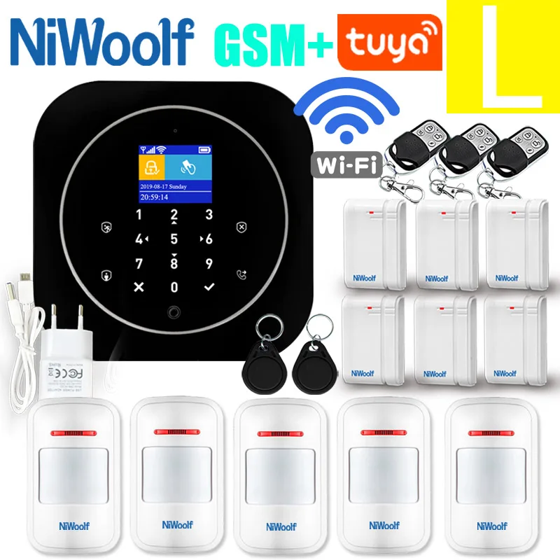 GSM сигнализация Wi-Fi GSM сигнализация домофон дистанционное управление Автонабор 433 МГц детекторы IOS Android Tuya приложение управление сенсорная клавиатура - Цвет: L