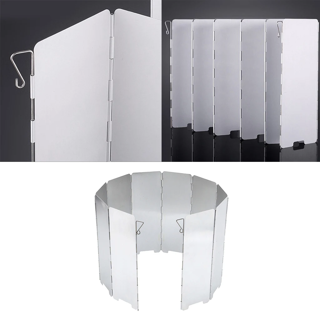 10 Pieces Cooker Wind Guard Wind Shield Folding Windshield Plates Outdoor Camping Kitchen BBQ Stove Picnic Wind Screen 