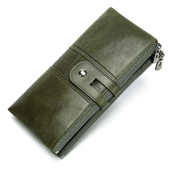 

Real Leather Women Secretary Checkbook Phone Holder Purse Zipper Wallet