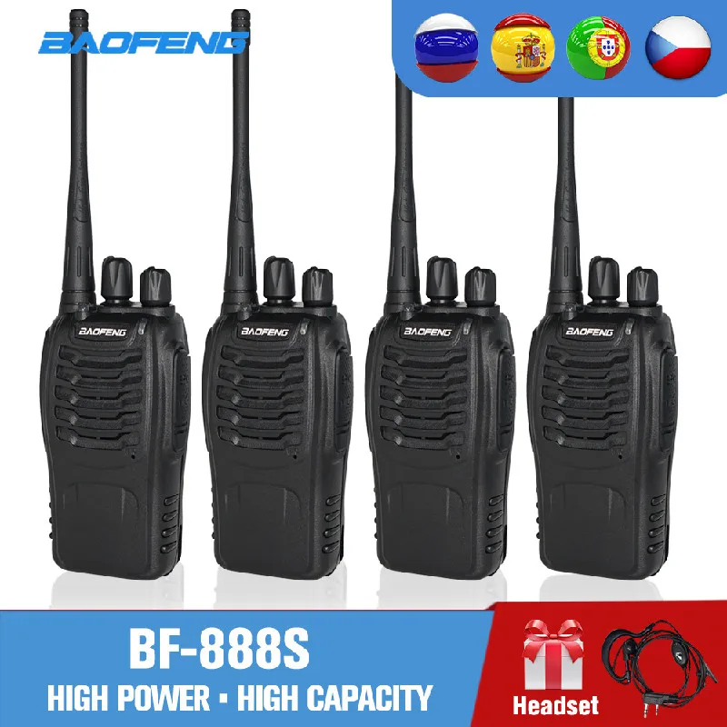 4 шт. BaoFeng BF 888S Walkie Talkie UHF400 470MHZ портативный Ham CB радио Baofeng 888s Переговорные