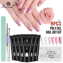 Saviland 10 шт полигель для наращивания пальцев 30 мл желе поли гель быстрое строительство ногтей Советы УФ Камуфляж строительный гель лак