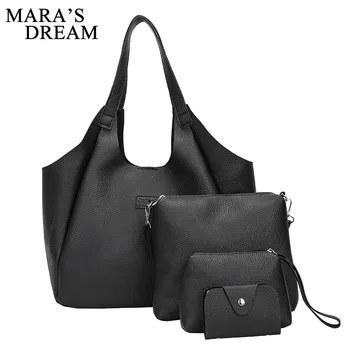 

Mara's Dream 2019 New Dumplings Four-piece Portable PU Shoulder Bag Fashion Wild Pure Color Lychee Pattern Tide Bag