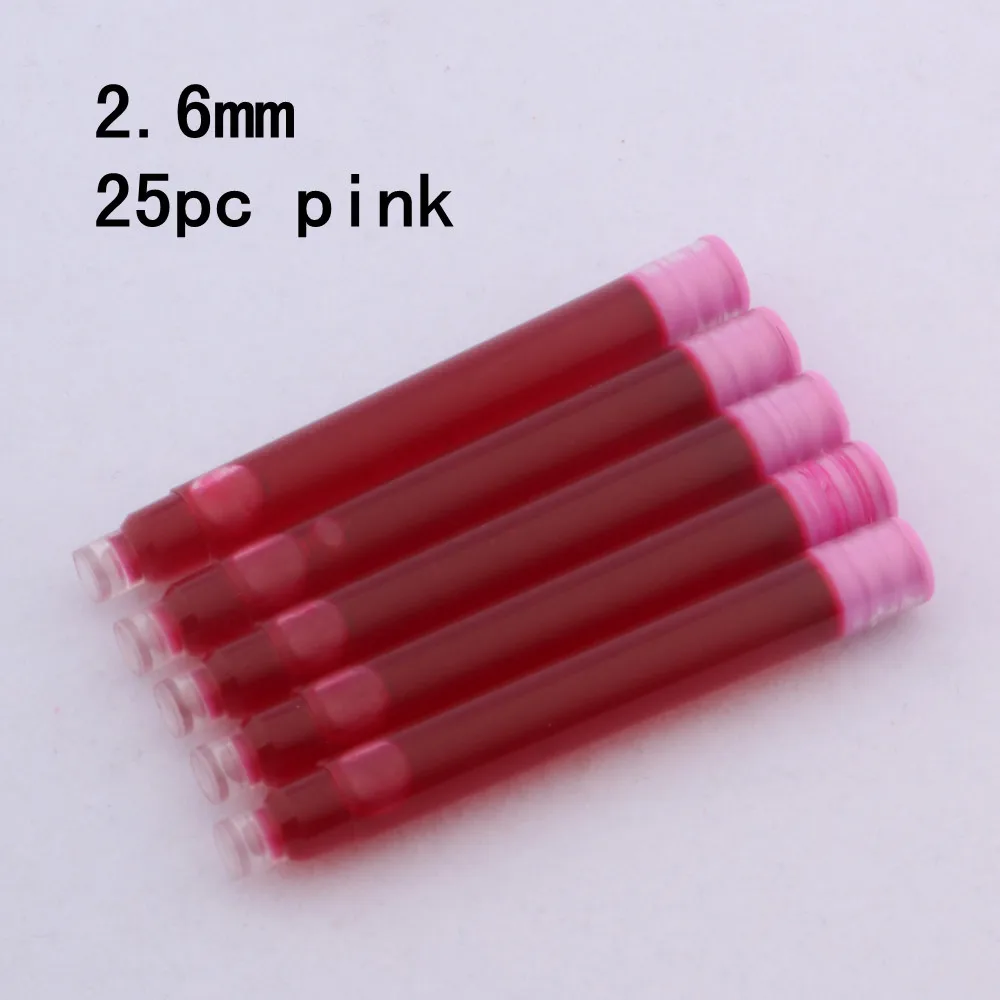 25pcs Universal Fountain Pen Ink Cartridges - Assorted Colors and Sizes for Stationery and Office Supplies
