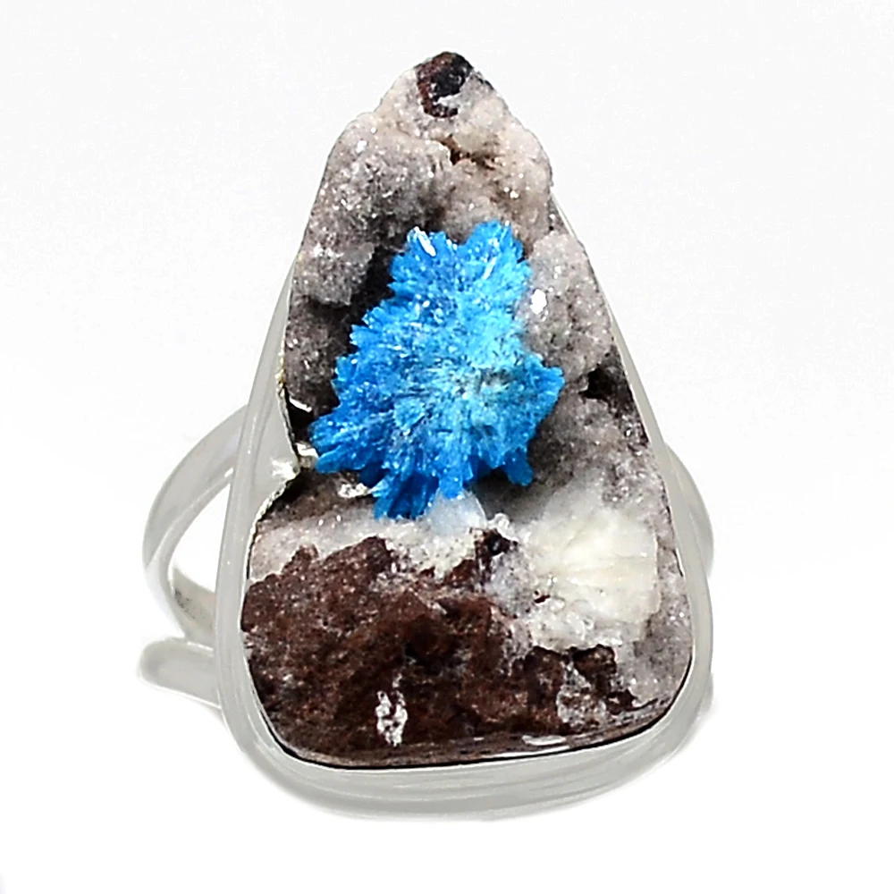

Genuine CAVANSITE CRYSTAL Ring 925 Sterling Silver, USA Size : 7.5, AR4014