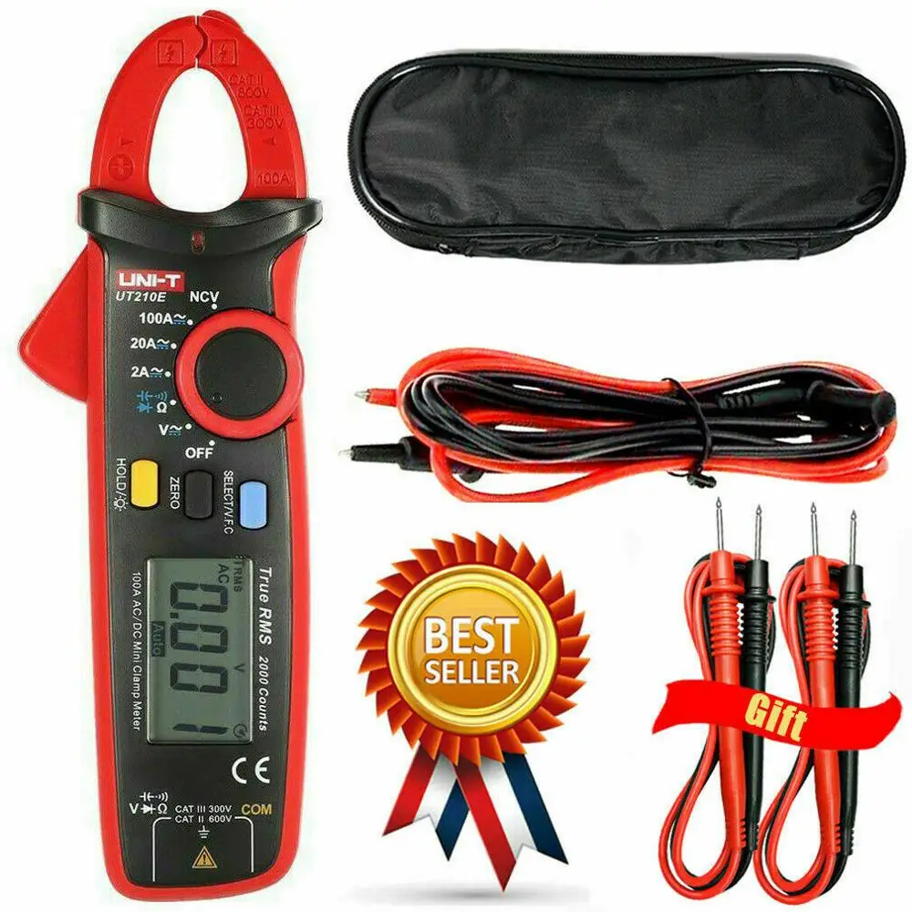 AC//DC Current Voltage Frequency Resistance Capacitance Diode Tester with Test Leads Zip Bag UNI-T UT210E Pro Mini Digital Clamp Meter Auto Ranging TRMS Backlit VFC NCV Meter
