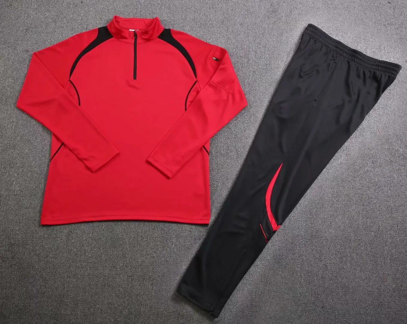 Спортивный костюм на молнии с карманом для футбола для мальчиков, Мужская зимняя тренировочная Футбольная форма, толстовка, длинные штаны черного цвета